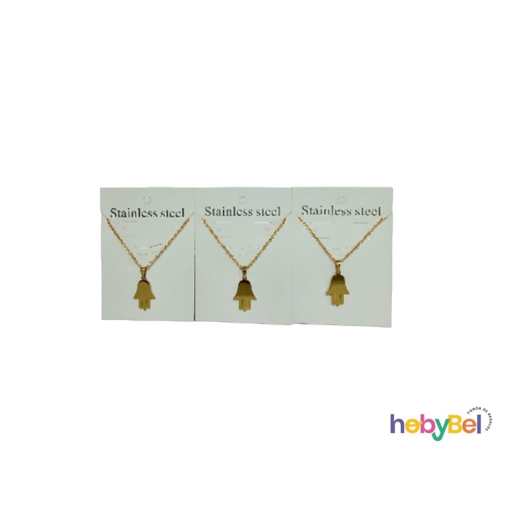 Collar acero dorado Mano de Fátima x1u (126745U)