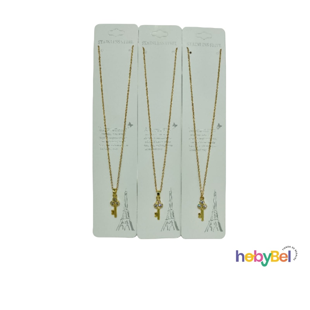 Collar acero dorado llave x1u (126733U)