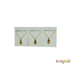 [126745] Collar acero dorado Mano de Fátima x1u (126745U)